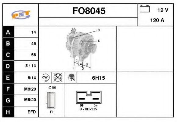 FO8045 SNRA Alternator Alternator