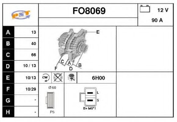 FO8069 SNRA Alternator Alternator
