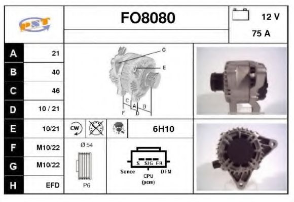 FO8080 SNRA Alternator