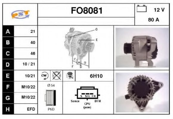 FO8081 SNRA Alternator Alternator
