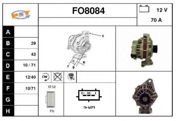 FO8084 SNRA Alternator Alternator