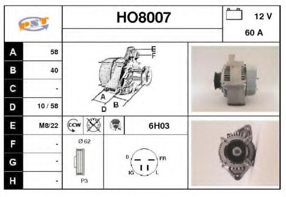 HO8007 SNRA Alternator