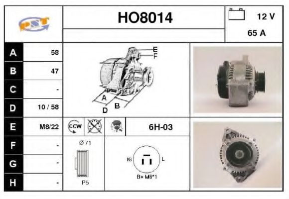 HO8014 SNRA Alternator