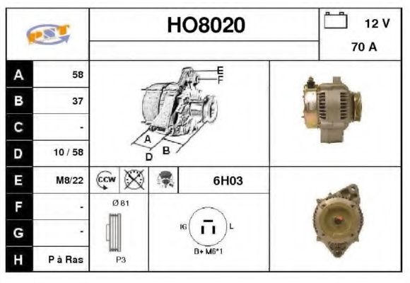 HO8020 SNRA Alternator Alternator