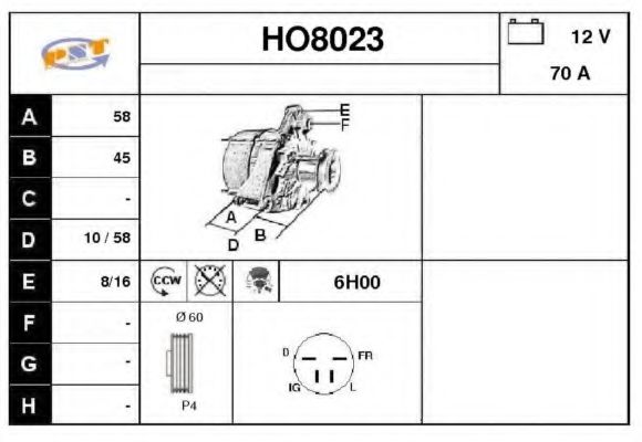 HO8023 SNRA Alternator Alternator