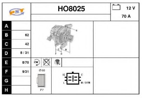 HO8025 SNRA Alternator Alternator