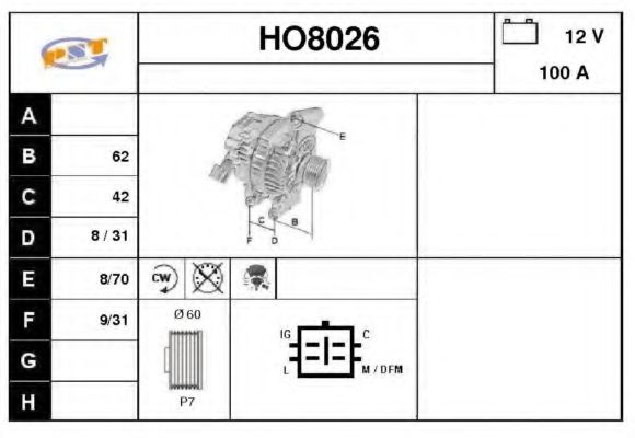 HO8026 SNRA Alternator