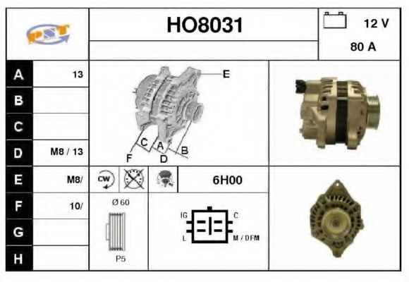 HO8031 SNRA Alternator Alternator