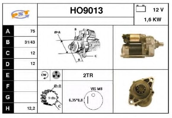 HO9013 SNRA Starter System Starter