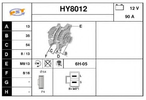 HY8012 SNRA Alternator Alternator