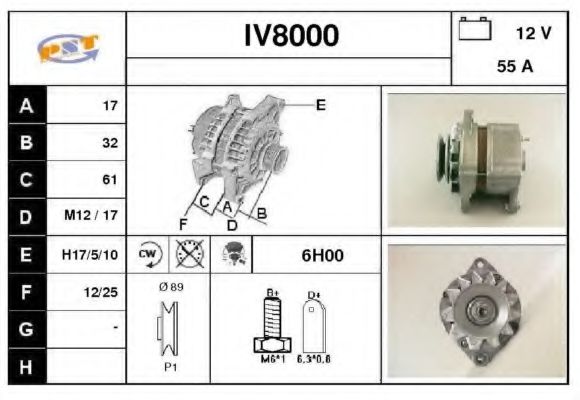 IV8000 SNRA Alternator Alternator