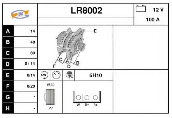 LR8002 SNRA Alternator Alternator