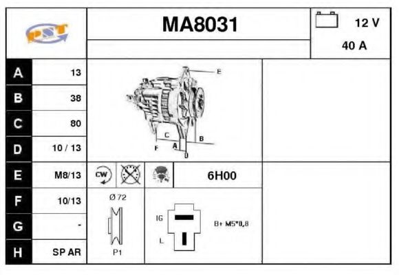 MA8031 SNRA Alternator Alternator