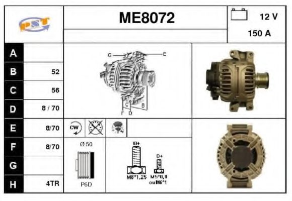 ME8072 SNRA Alternator Alternator