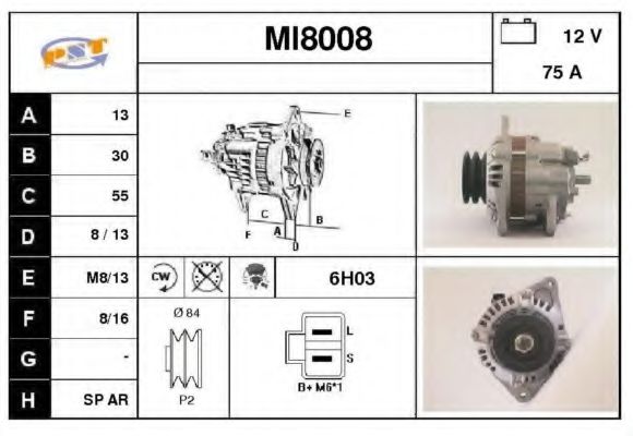 MI8008 SNRA Alternator Alternator