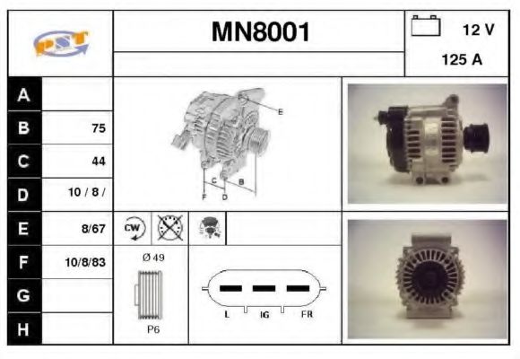 MN8001 SNRA Alternator