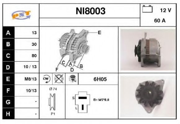 NI8003 SNRA Alternator Alternator