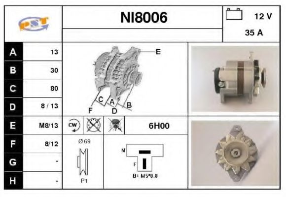 NI8006 SNRA Alternator Alternator