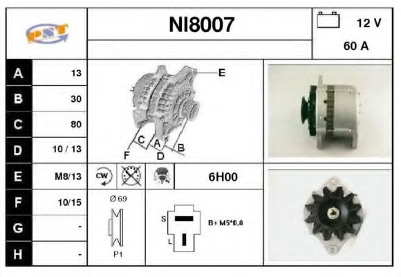 NI8007 SNRA Alternator Alternator