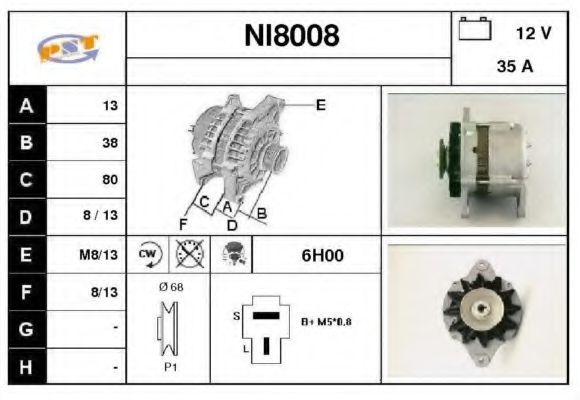 NI8008 SNRA Alternator
