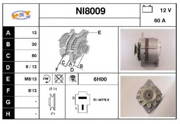 NI8009 SNRA Alternator
