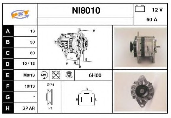NI8010 SNRA Alternator Alternator