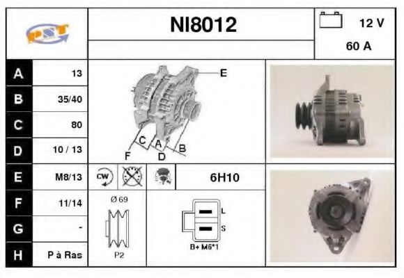 NI8012 SNRA Alternator Alternator
