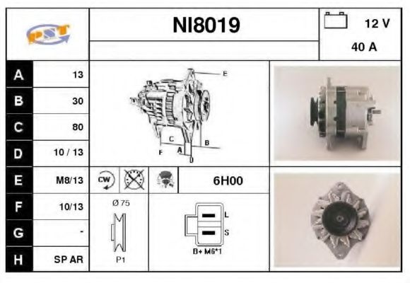 NI8019 SNRA Alternator Alternator
