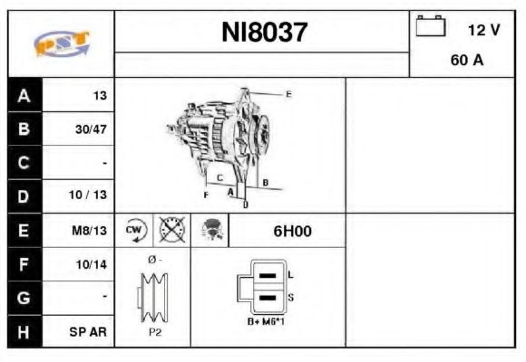 NI8037 SNRA Alternator Alternator
