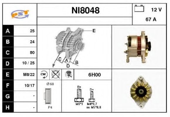 NI8048 SNRA Alternator Alternator