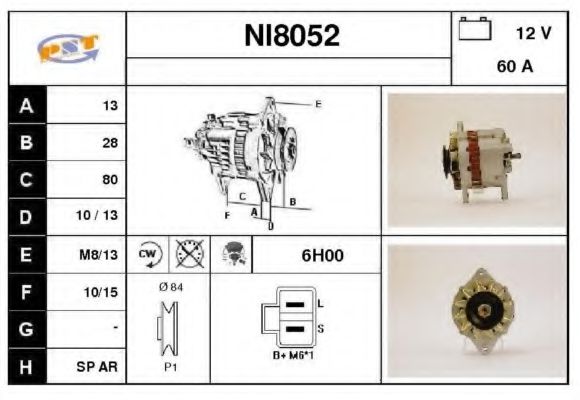 NI8052 SNRA Alternator Alternator