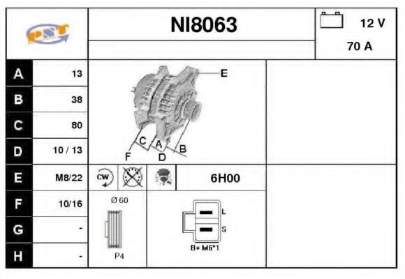 NI8063 SNRA Alternator