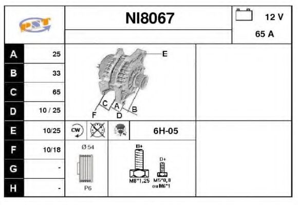 NI8067 SNRA Alternator