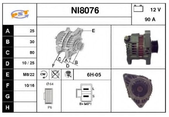 NI8076 SNRA Alternator Alternator