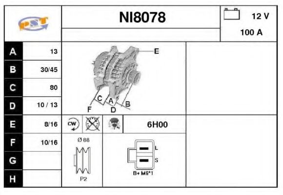 NI8078 SNRA Alternator