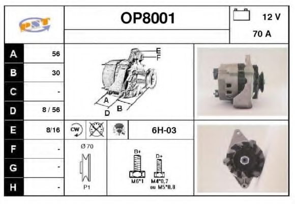 OP8001 SNRA Alternator Alternator