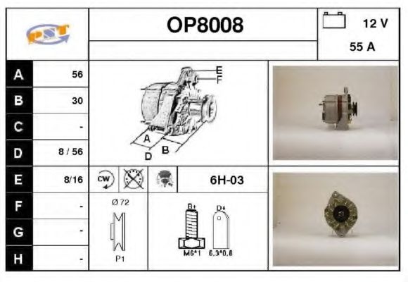 OP8008 SNRA Alternator