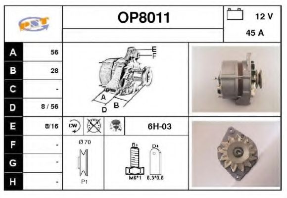 OP8011 SNRA Alternator
