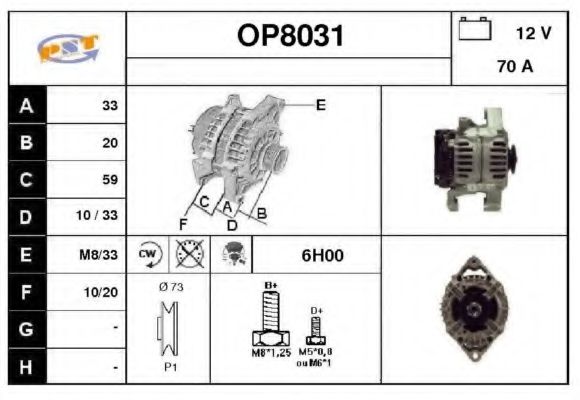 OP8031 SNRA Alternator Alternator
