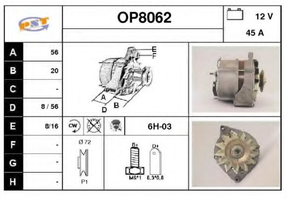 OP8062 SNRA Alternator Alternator
