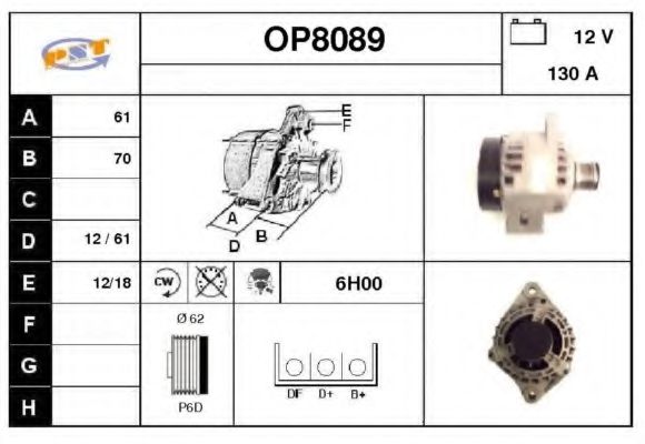 OP8089 SNRA Alternator Alternator