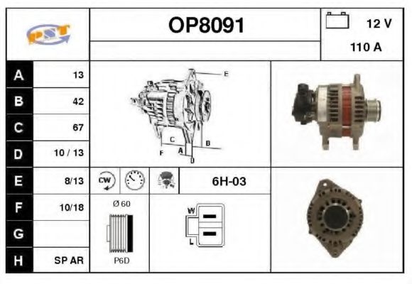 OP8091 SNRA Alternator Alternator