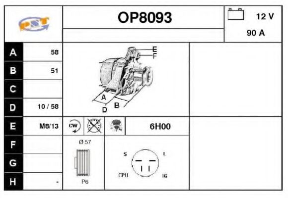 OP8093 SNRA Alternator Alternator