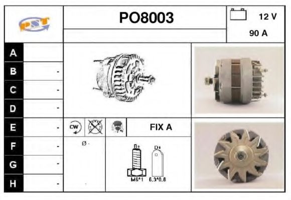 PO8003 SNRA Alternator Alternator