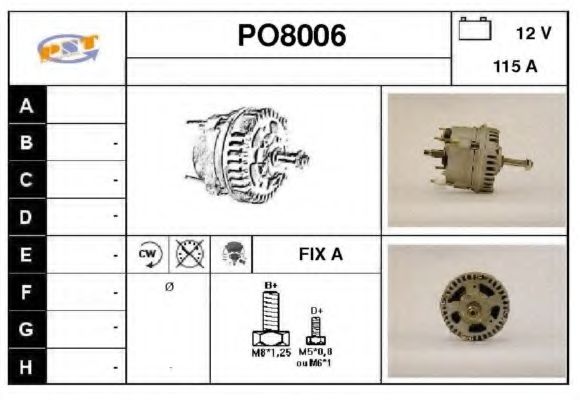 PO8006 SNRA Alternator Alternator