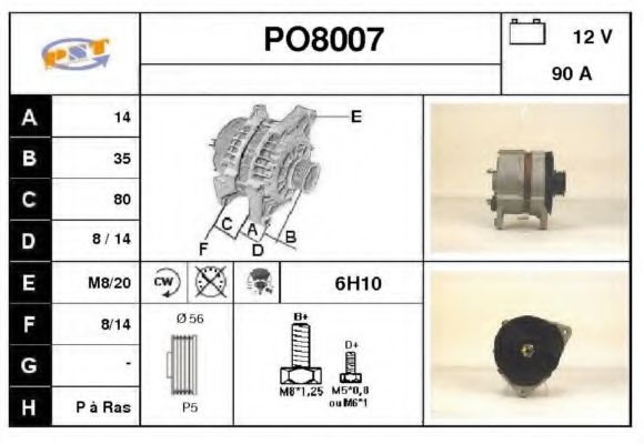 PO8007 SNRA Alternator