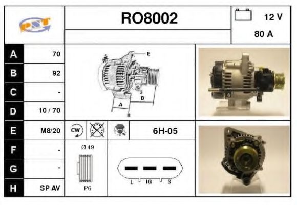 RO8002 SNRA Alternator