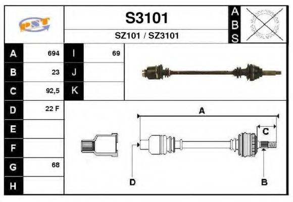 S3101 SNRA Drive Shaft