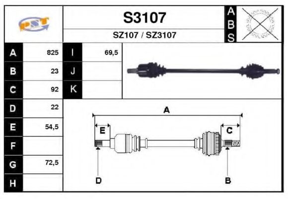 S3107 SNRA Drive Shaft