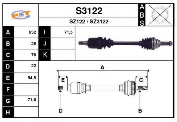 S3122 SNRA Drive Shaft